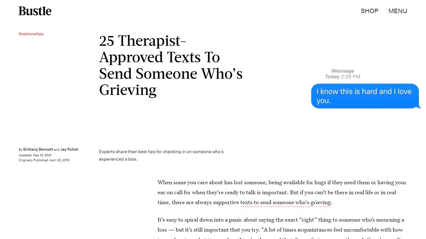 25 Therapist-Approved Texts To Send Someone Who’s Grieving - Bustle